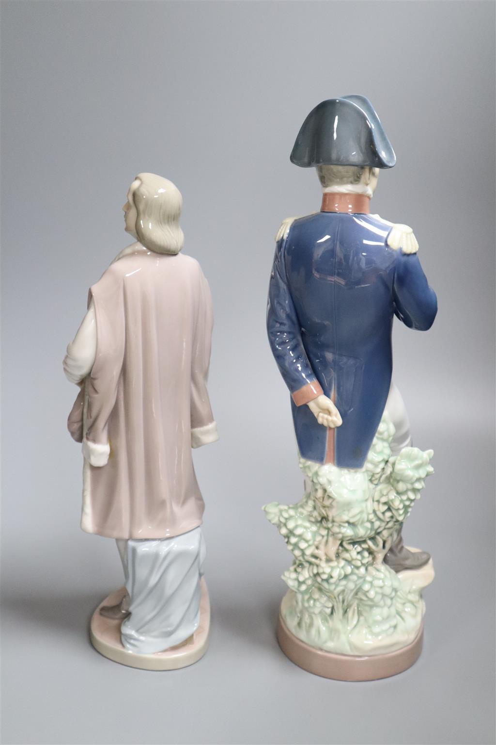 A Lladro figure of Napoleon and another of Christopher Columbus, 35cm